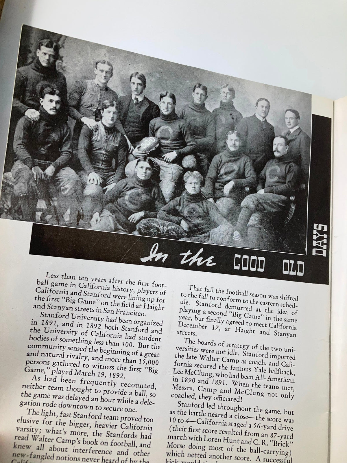 Historical image from the 1935 NCAA Football California Gridiron vs St Mary’s Official Program featuring early college football players in vintage uniforms.