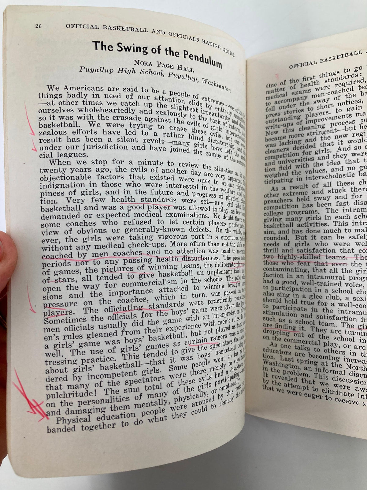 Interior page from the 1941-1942 Official Basketball and Officials Rating Guide for Women and Girls, featuring historical text discussing the evolution of women's basketball.