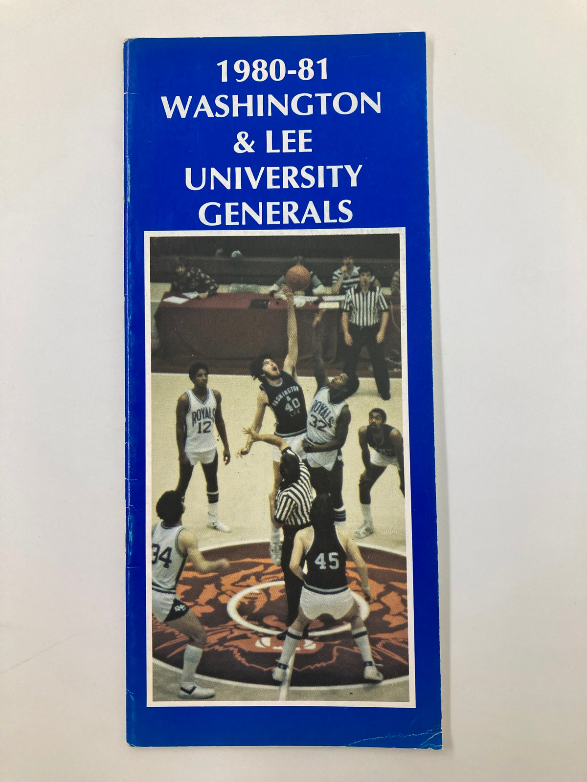 Cover of the 1980-81 College Basketball Washington and Lee University Generals Program featuring players on the court during a game.