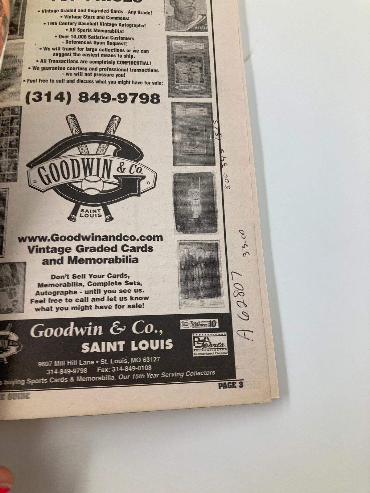 Close-up of the bottom corner of a magazine featuring the Graded Card Price Guide November 2001 NBA Chicago Bulls Michael Jordan, showing text and image details.