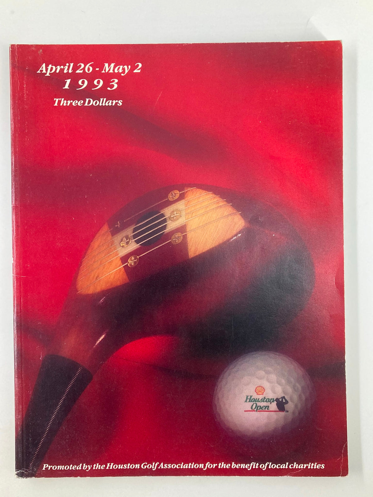 Cover of the April 26 1993 Shell Houston Golf Association Open Program featuring a golf club and a golf ball with the Houston Open logo.