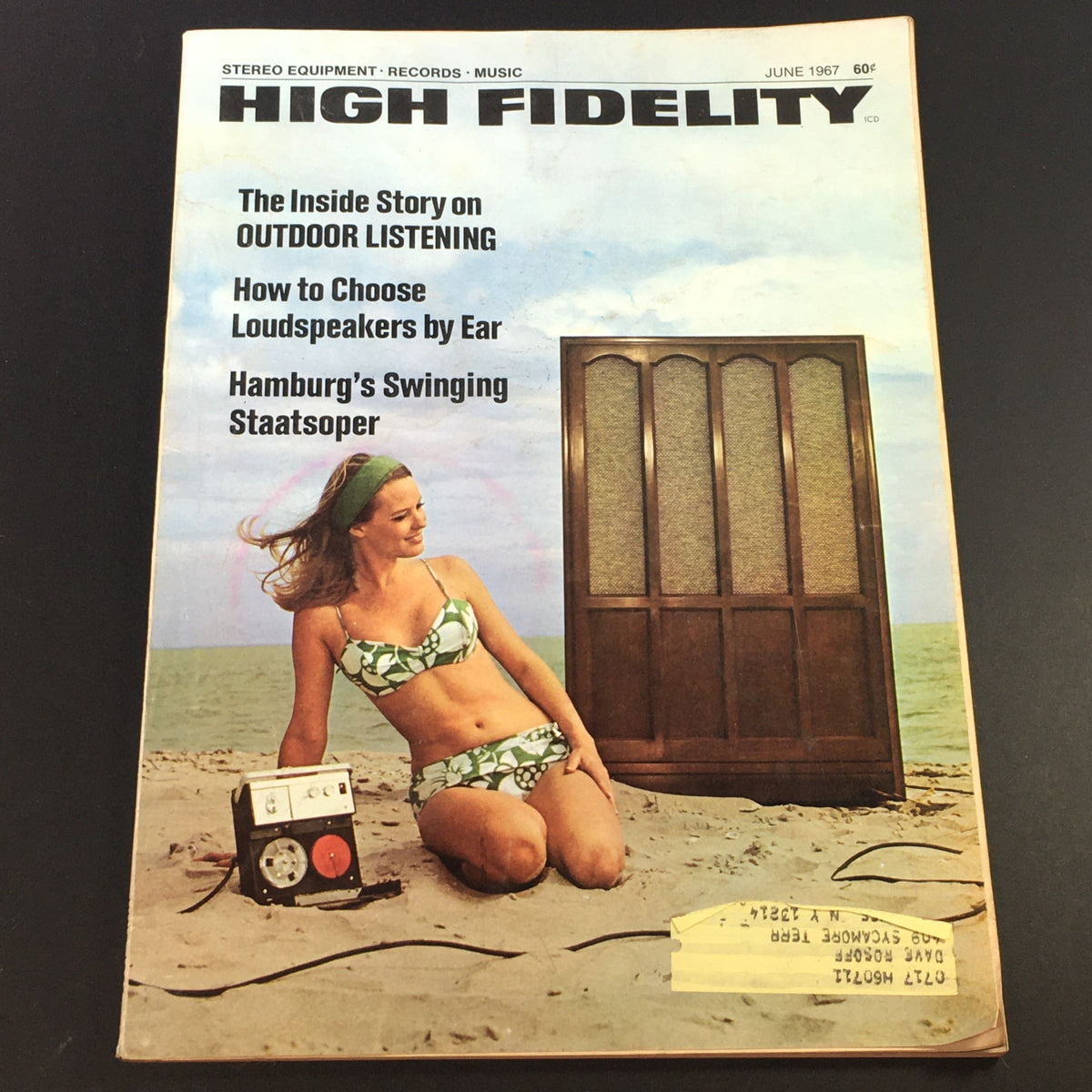 Cover of VTG High Fidelity Music Magazine, June 1967, featuring a young woman in a bikini by the beach and a vintage audio setup, highlighting Hamburg's Swinging Staatsoper.
