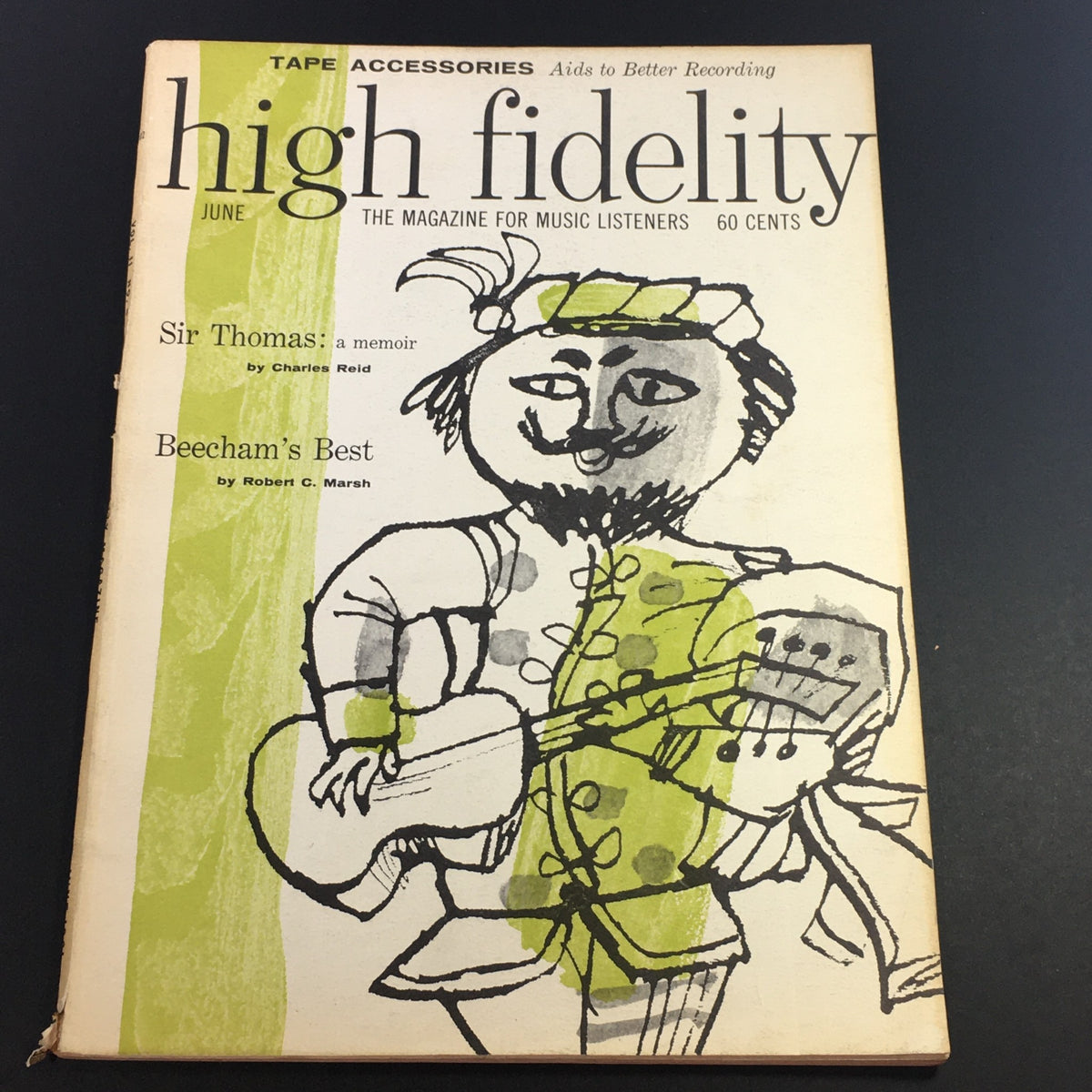 Cover of the June 1961 issue of High Fidelity Music Magazine featuring an illustration of a musical figure. Title: 'Sir Thomas: A Memoir' by Charles Reid.