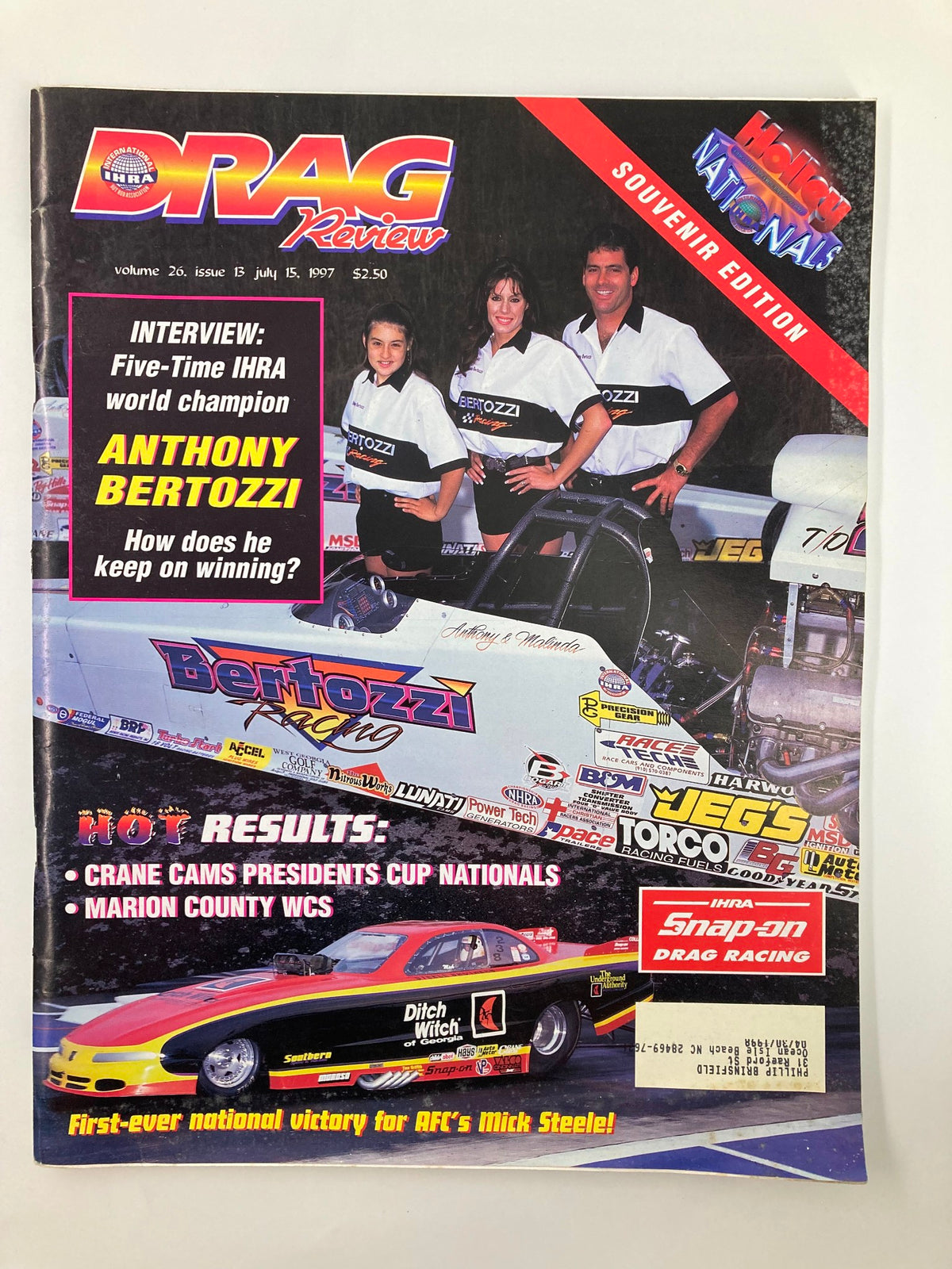 IHRA Drag Review Magazine July 15 1997 World Champion Anthony Bertozzi