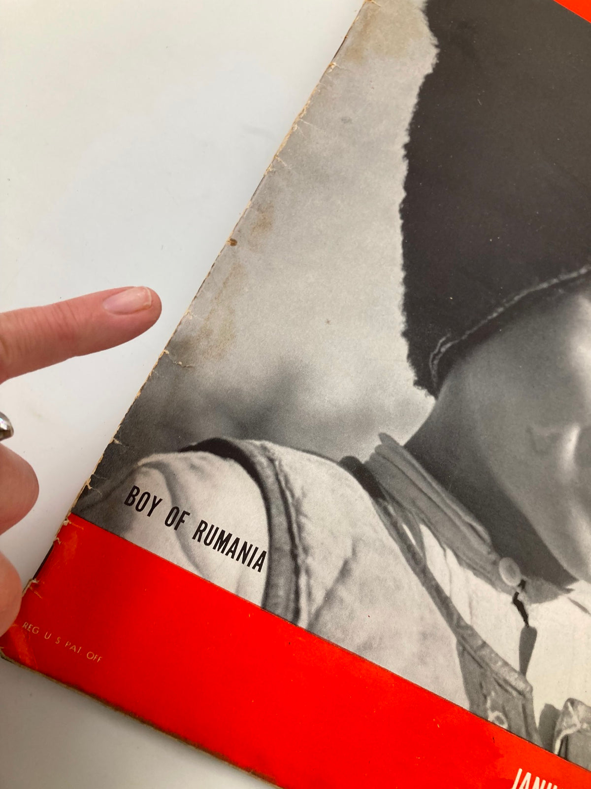 Close-up of the cover of VTG Life Magazine January 9, 1939, highlighting the text 'Boy of Rumania' beneath a captivating photograph of a young boy.