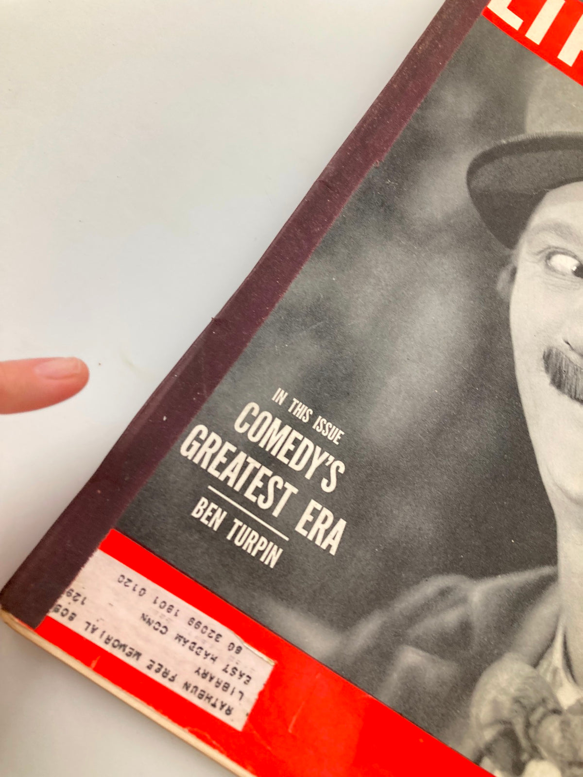 Side view of the VTG Life Magazine September 5 1949 cover, emphasizing the title Comedy's Greatest Era and featuring Ben Turpin.