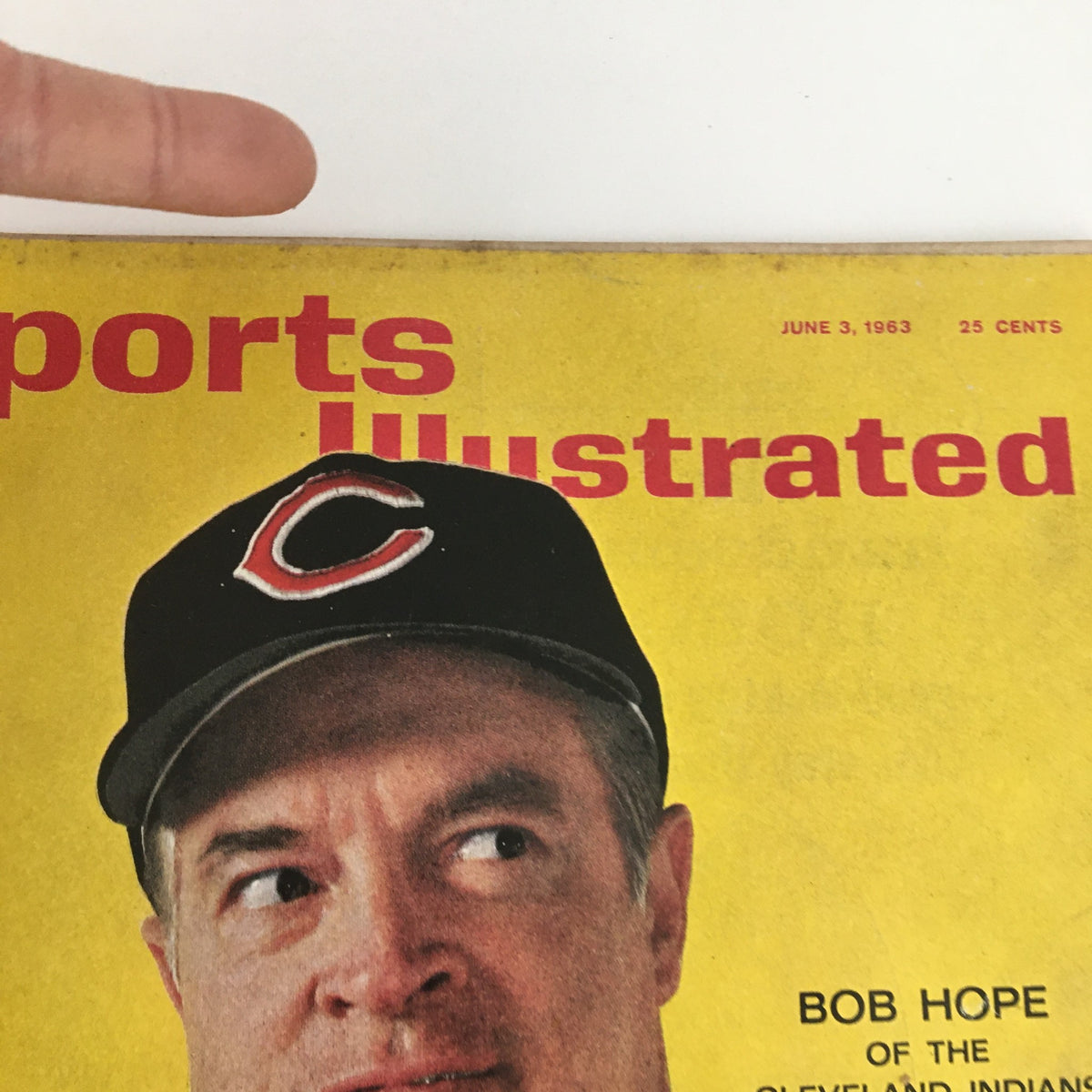 Close-up of the Sports Illustrated Magazine June 3 1963 featuring Bob Hope of the Cleveland Indians, showcasing the iconic title and color details.