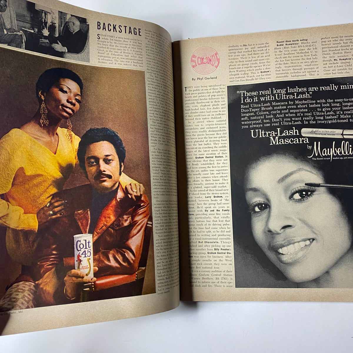 A photo from the May 1974 issue of Ebony Magazine (Vol. 29, No. 7) showcasing individuals in a fashion context, capturing the essence of 1970s Black culture and style.