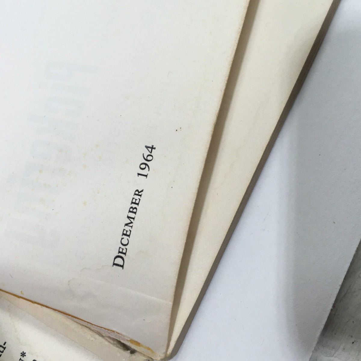 Inside page of the VTG High Fidelity Music Magazine December 1964 displaying the publication date.
