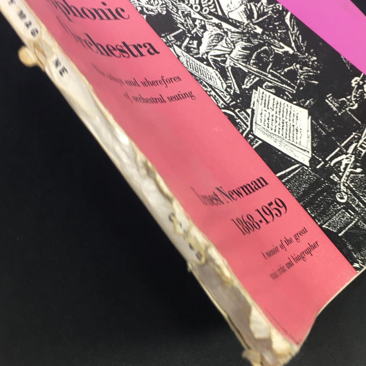 Side view of the VTG High Fidelity Music Magazine October 1959 showing the spine and detailing the editorial mention of Ernest Newman 1868-1959.