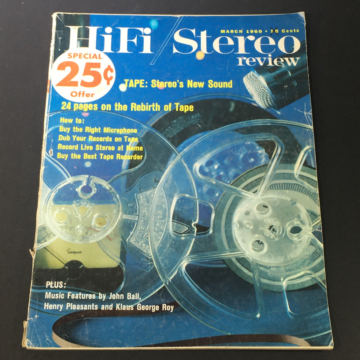 Cover of the VTG HiFi Stereo Review Magazine March 1960 featuring a special offer, a detailed article on tape recording, and contributions from Henry Pleasants and Klaus George Roy.