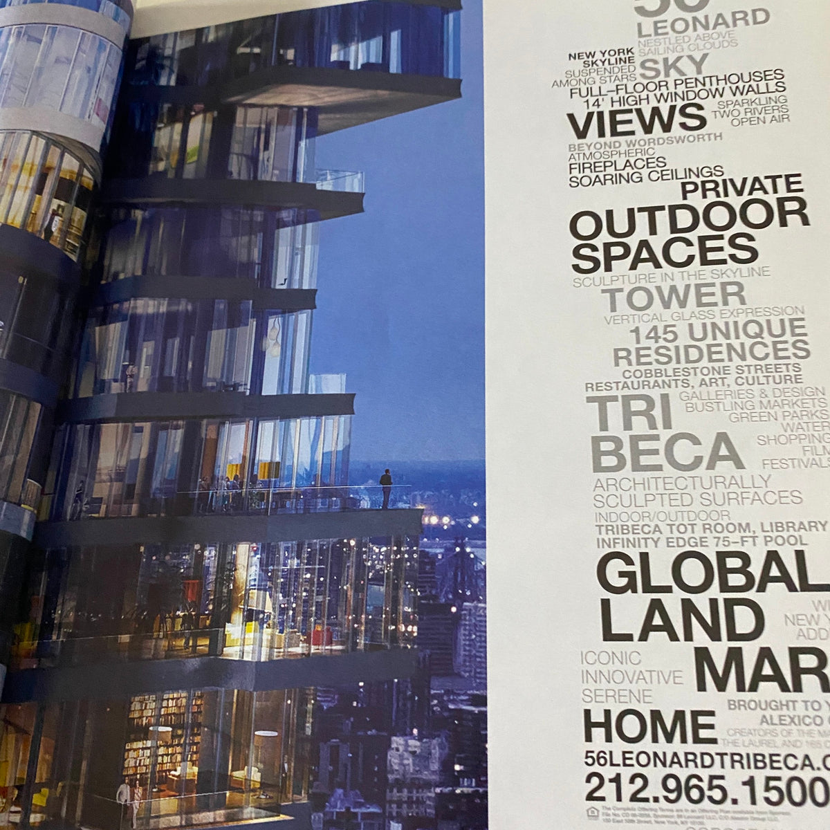 A modern architectural design showcasing luxurious penthouse views and outdoor spaces from the Interview Magazine January 2009 featuring Cate Blanchett on the cover.