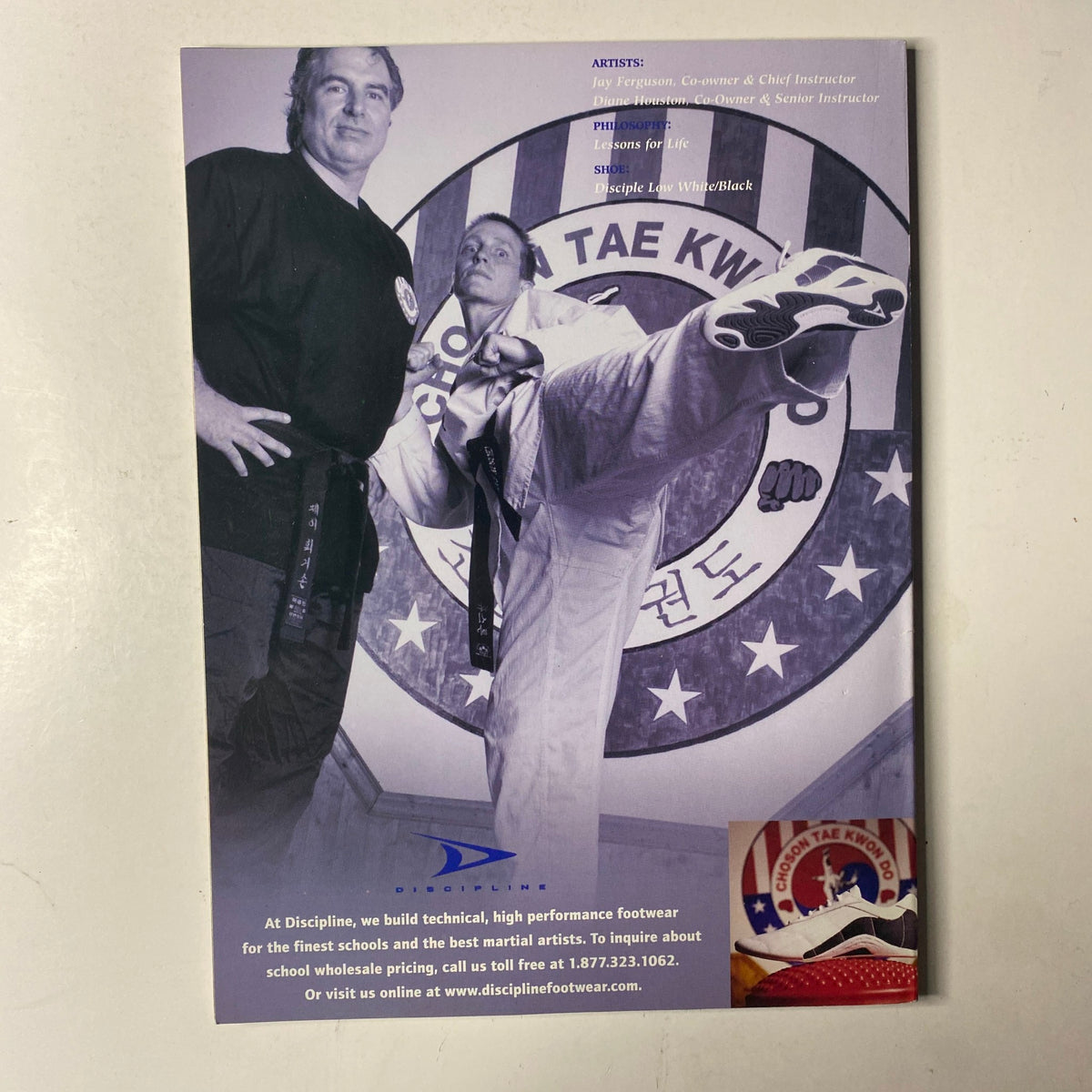 A promotional image from Inside Kung Fu Magazine May 2003 Vol. 31, No. 5 showcasing martial artist demonstrating high kick technique, with text emphasizing support for martial arts schools and performance.