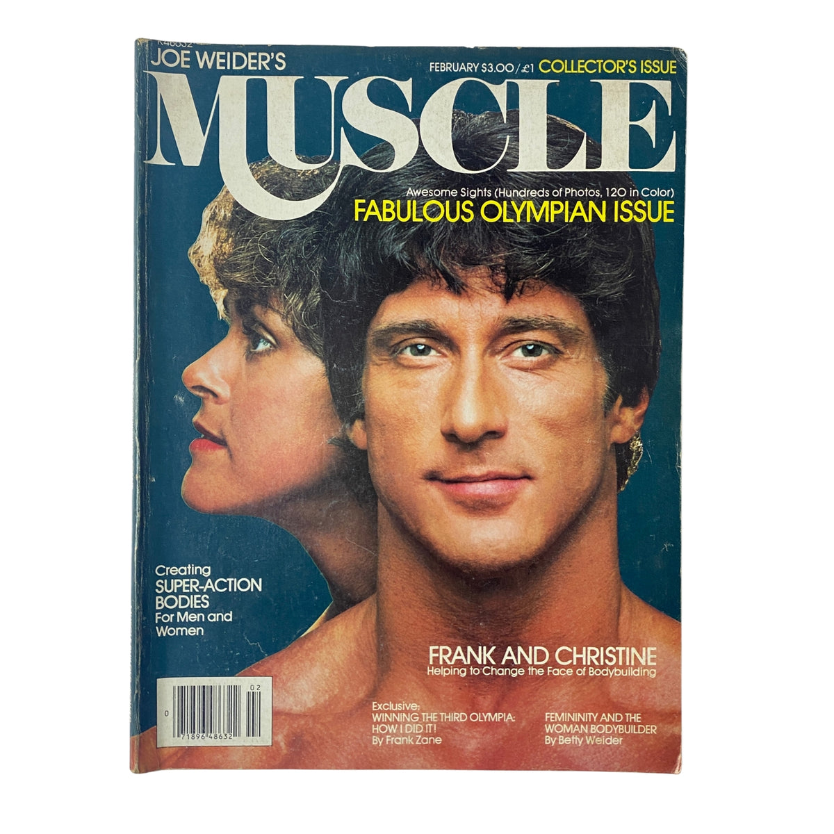 Cover of Joe Weider’s Muscle Builder Power Magazine February 1980 featuring Frank and Christine Zane, showcasing bodybuilding aesthetics and promoting training for both men and women.