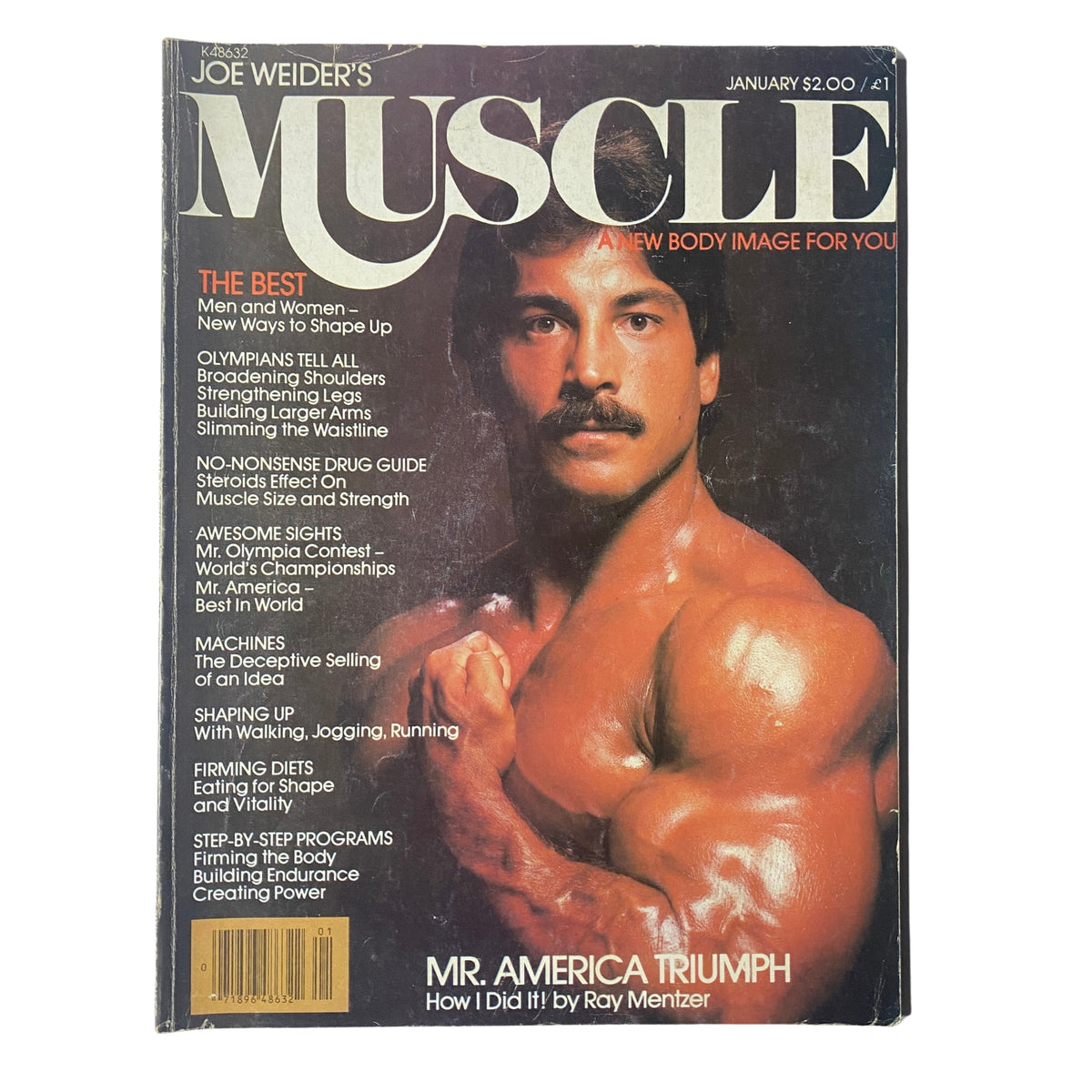 Joe Weider’s Muscle Builder Power Magazine January 1980 cover featuring Ray Mentzer, highlighting bodybuilding insights and training techniques.