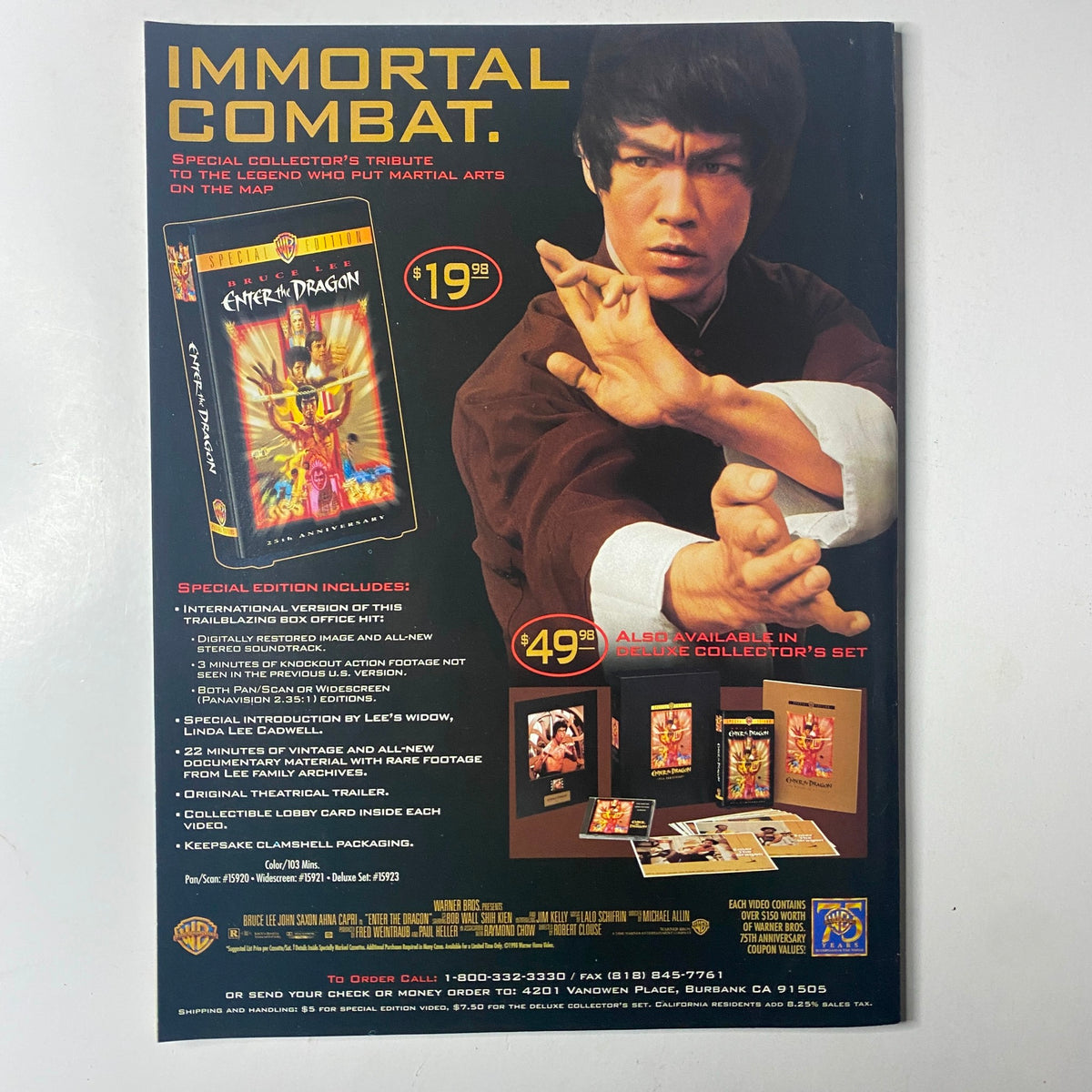 Promotional advertisement for 'Enter the Dragon' in the Bruce Lee Magazine June 2000, emphasizing its special collector's edition.