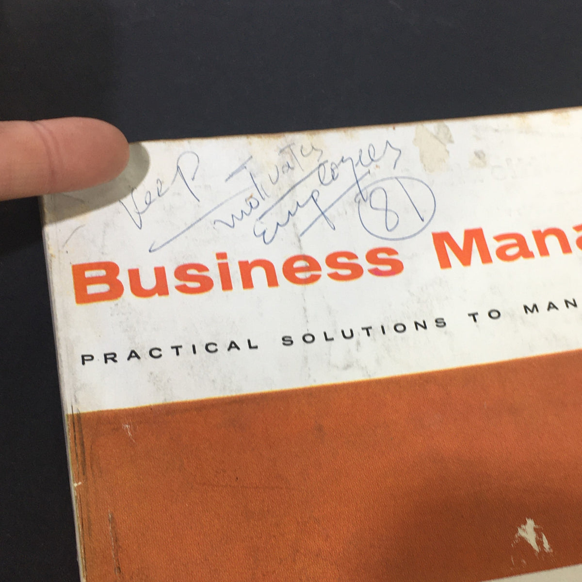 Close-up of the VTG Business Management Magazine November 1966 cover showing handwritten notes and the title 'Business Management'.