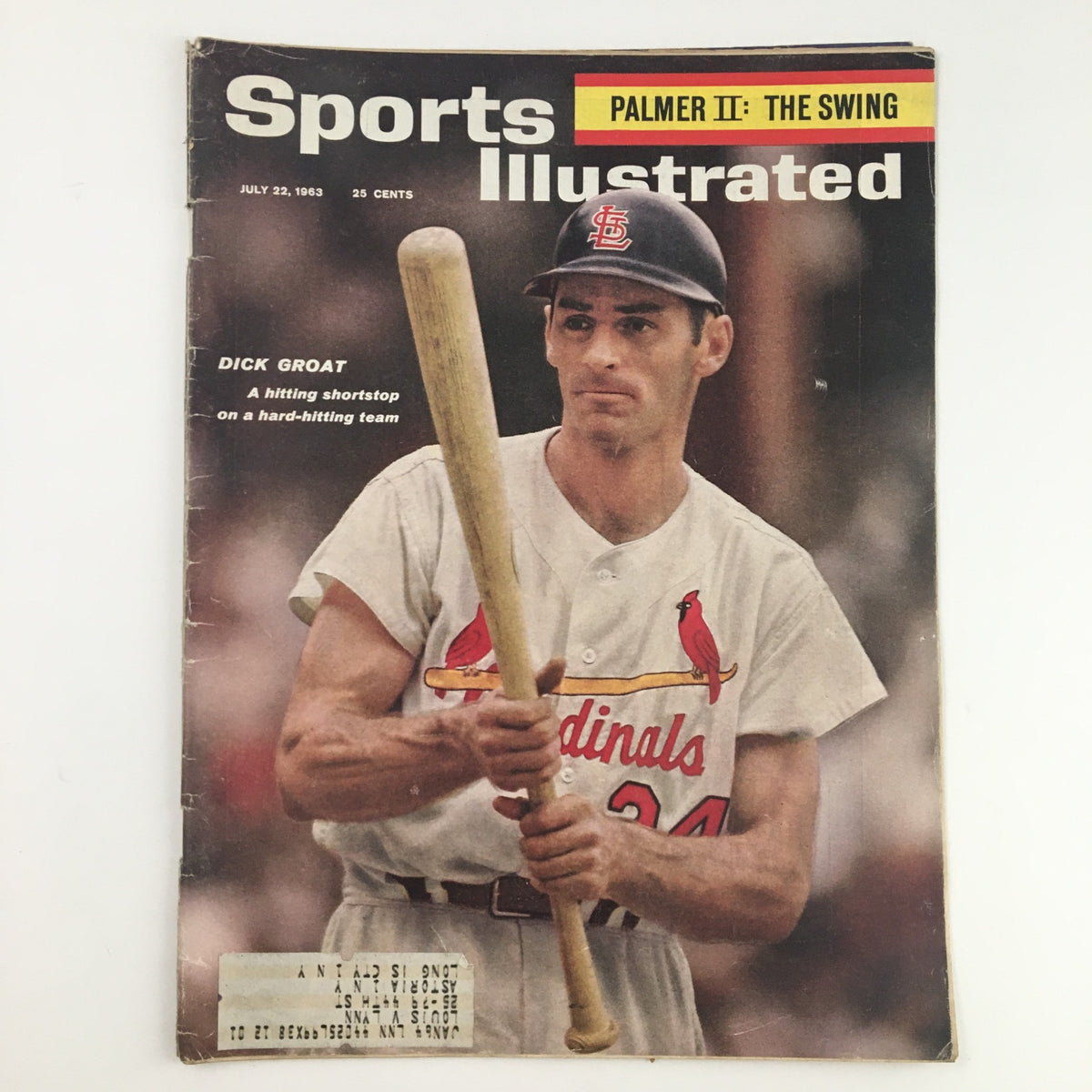Cover of Sports Illustrated Magazine July 22 1963 featuring baseball shortstop Dick Groat, showcasing him holding a baseball bat, with the magazine's title and details prominently displayed.