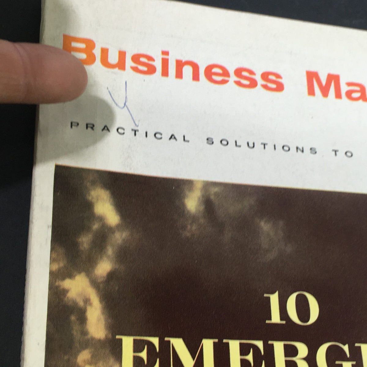 Detail of the top section of the VTG Business Management Magazine January 1965, featuring the title 'Business Management' and subheading about practical solutions.