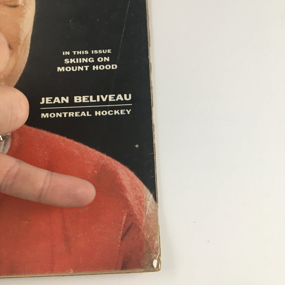 Close-up of Sports Illustrated Magazine January 23 1956 highlighting Jean Beliveau of Montreal Hockey, focusing on the title text and cover details.