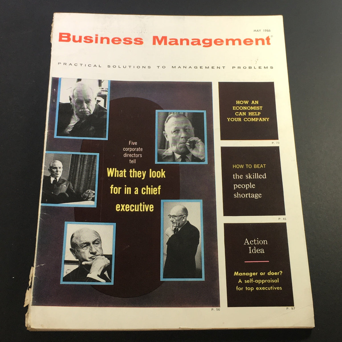 Cover of VTG Business Management Magazine May 1966 featuring articles on management solutions and insights from corporate directors.