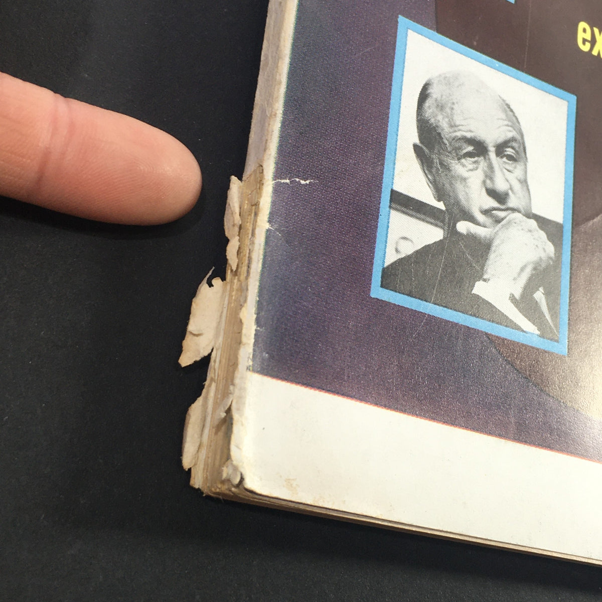 Detailed view of the spine of VTG Business Management Magazine May 1966 showing minor wear and tear, highlighting its vintage quality.