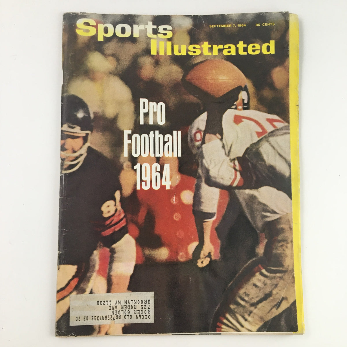 Cover of Sports Illustrated Magazine from September 7, 1964, featuring the headline 'Pro Football 1964' with an image depicting football players, reflecting the nostalgia of 1960s sports history.