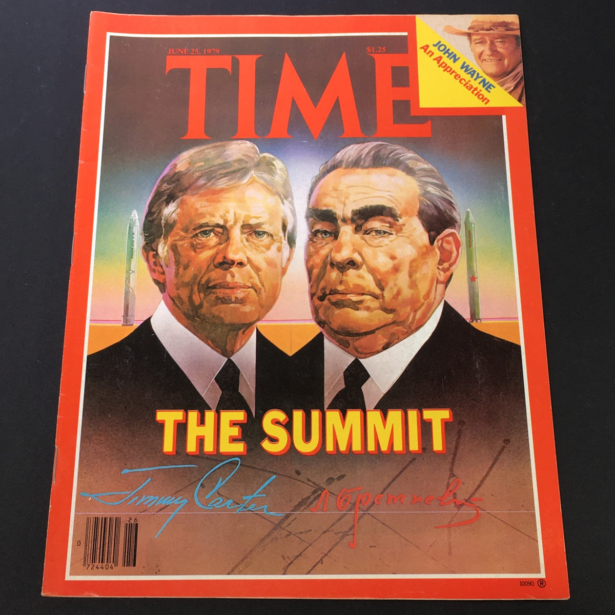 VTG Time Magazine June 25 1979 featuring portraits of Jimmy Carter and Leonid Brezhnev with the headline 'THE SUMMIT' and a cover story about historic meetings between leaders.