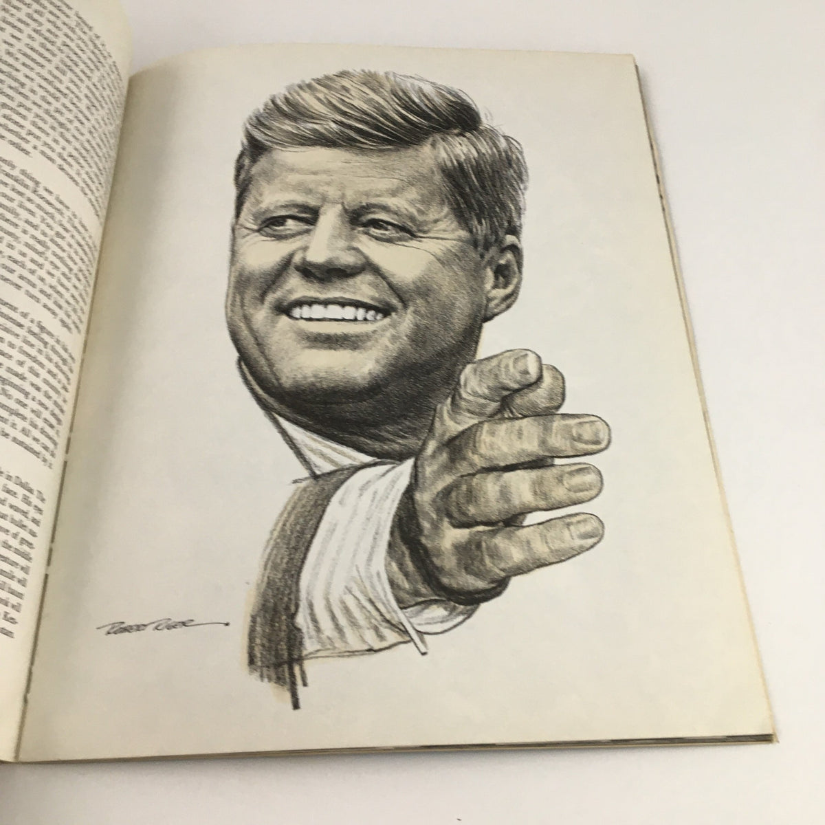 Illustration of John F. Kennedy included in the NFL Best Play of the Year 1963 documentary, highlighting cultural references of the era.