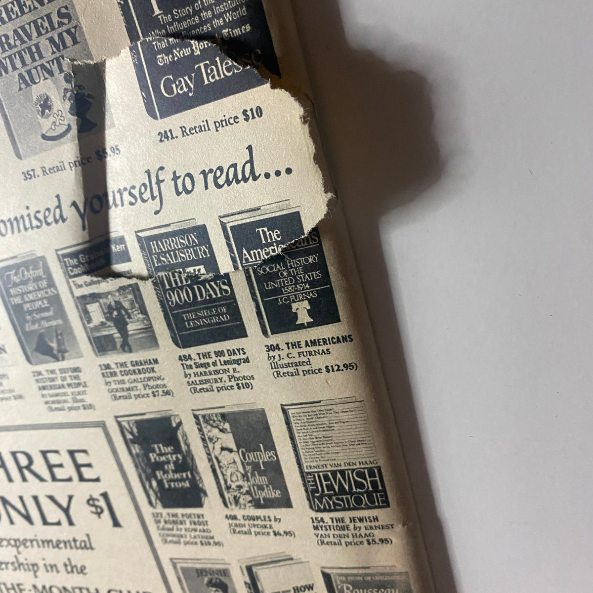 Detail of the back cover of The New York Times Book Review February 22 1970 featuring advertisements for various books and promotions.
