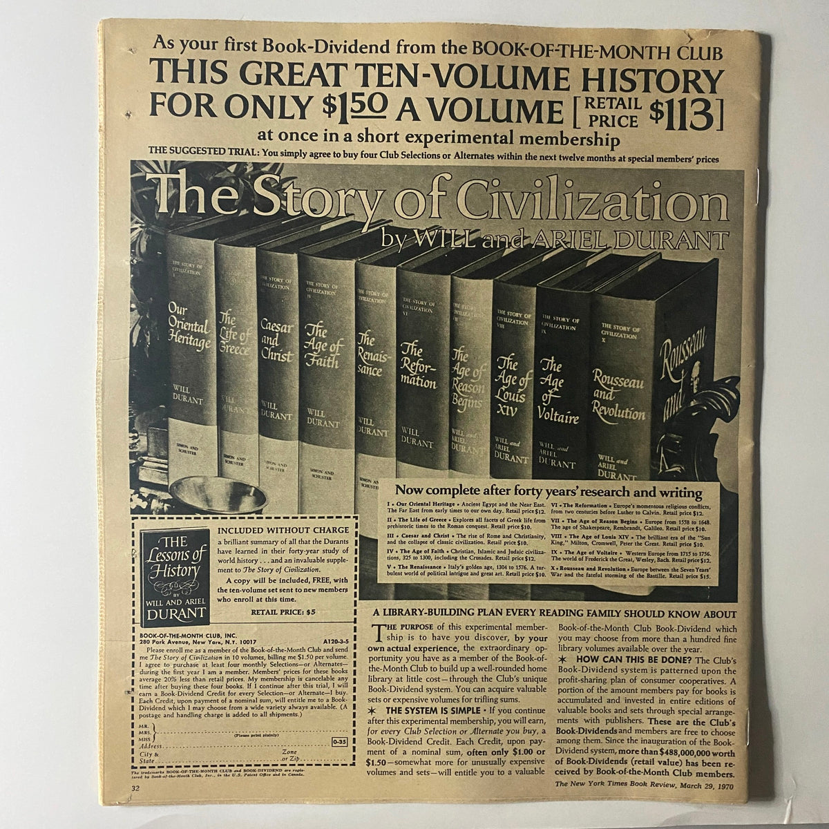 The New York Times Book Review March 29 1970 Local Anaesthetic No Label VG