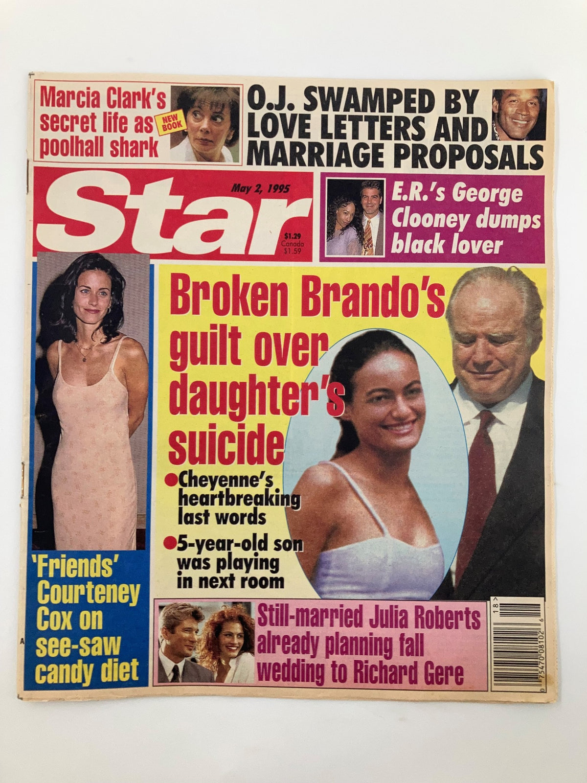 Star Tabloid Magazine May 2 1995 featuring Courteney Cox, Julia Roberts, and Richard Gere on the cover. The magazine includes headlines about celebrity news and a nostalgic snapshot of pop culture from the mid-90s.