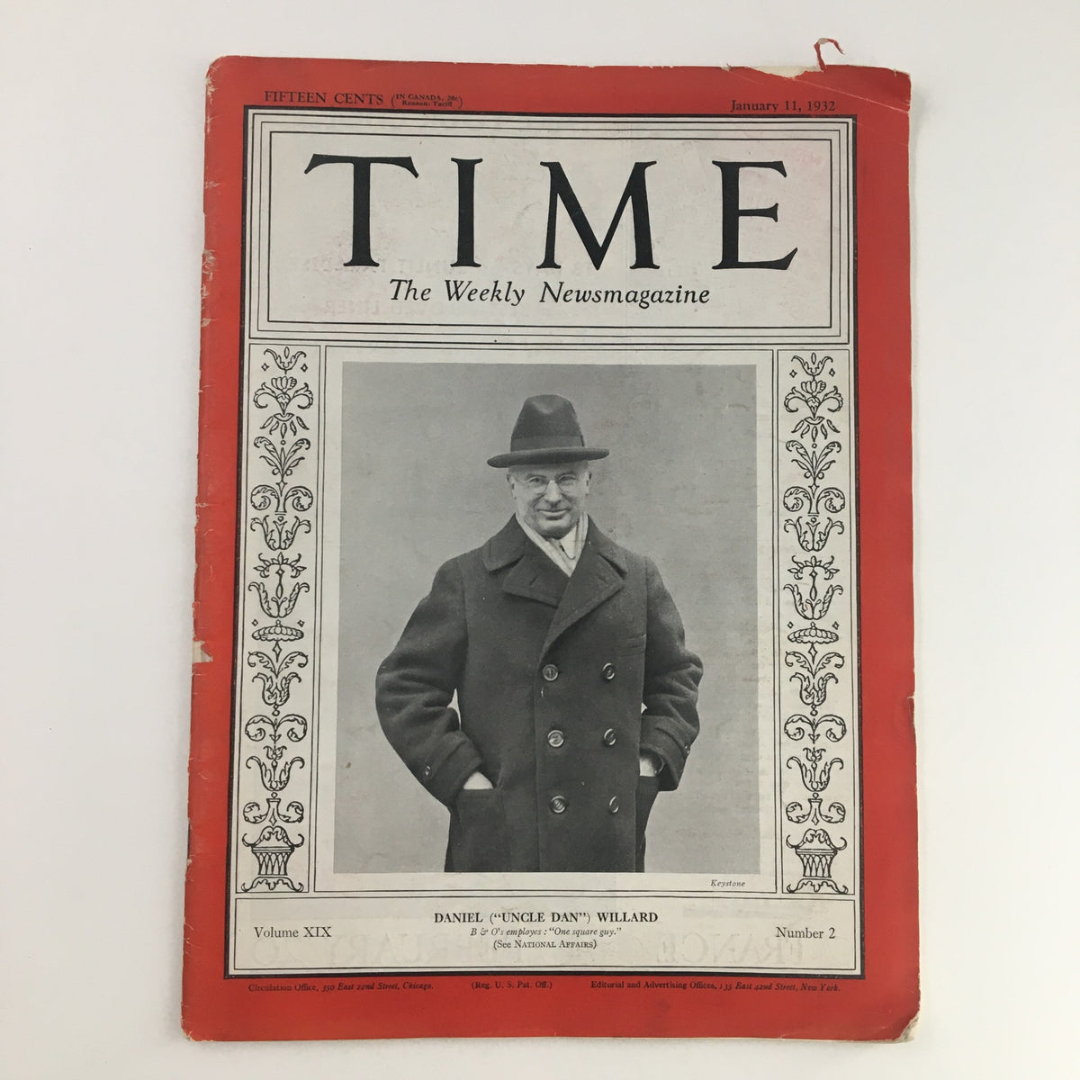 Time Magazine January 11 1932 Vol XIX No. 2 Daniel "Uncle Ward" Willard
