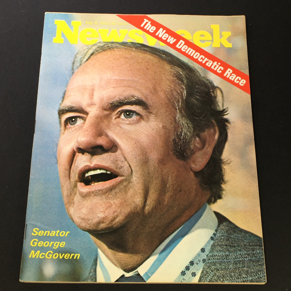 Vintage Newsweek magazine from May 8, 1972 featuring Senator George McGovern on the cover, showcasing a pivotal moment in American political history.