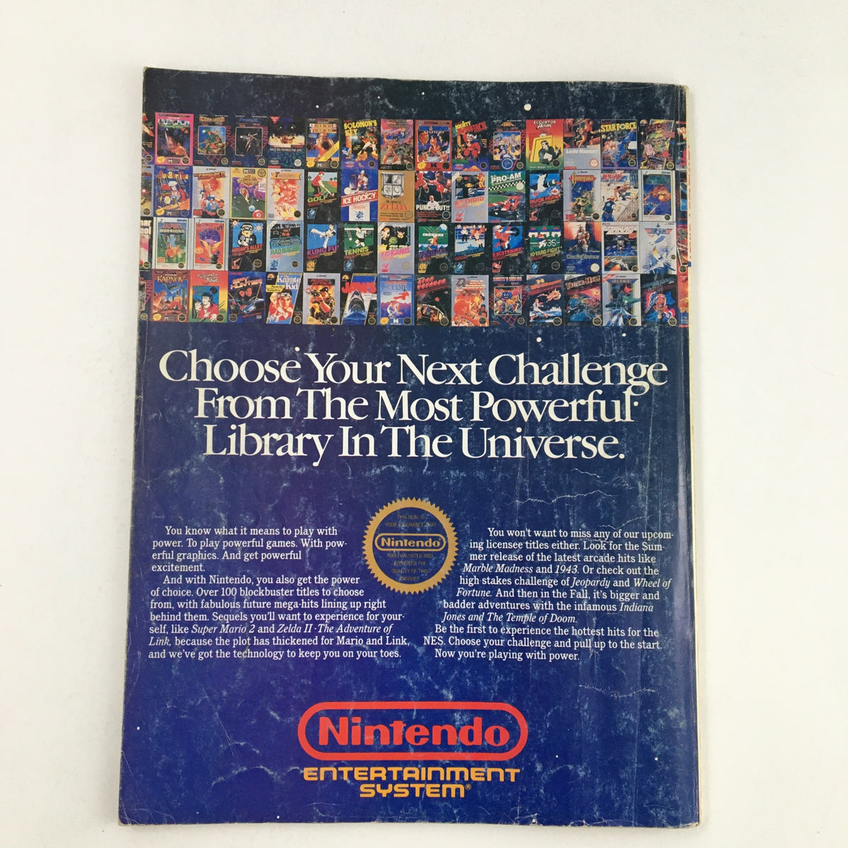 Back cover of Nintendo Power Magazine July 1988 Super Mario 2 & Zelda Quest featuring promotional graphics for various NES games.