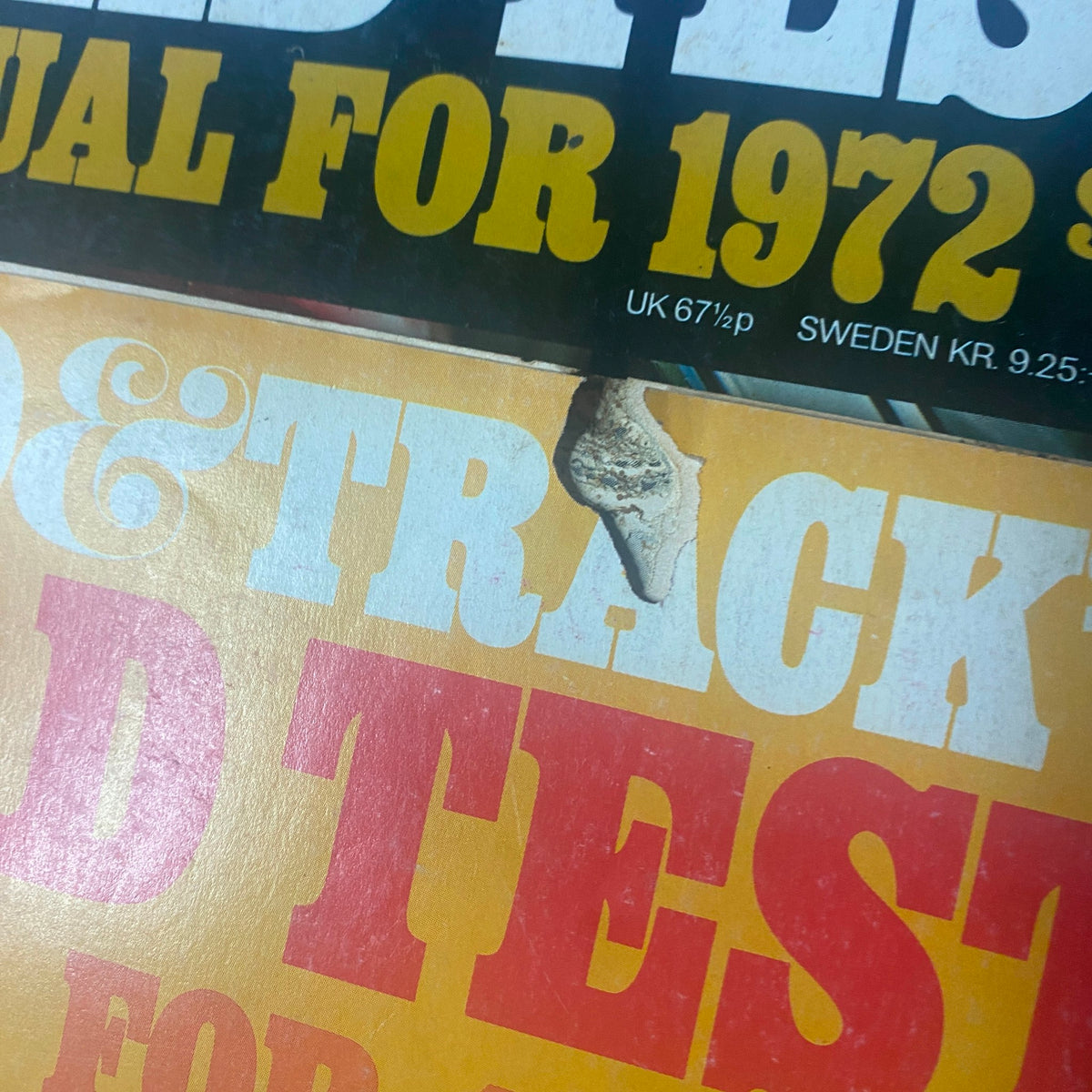 Cover detail from the Lot of 8 Road & Track Road Test Annuals 1965–1973, featuring vintage automotive graphics and magazine title.