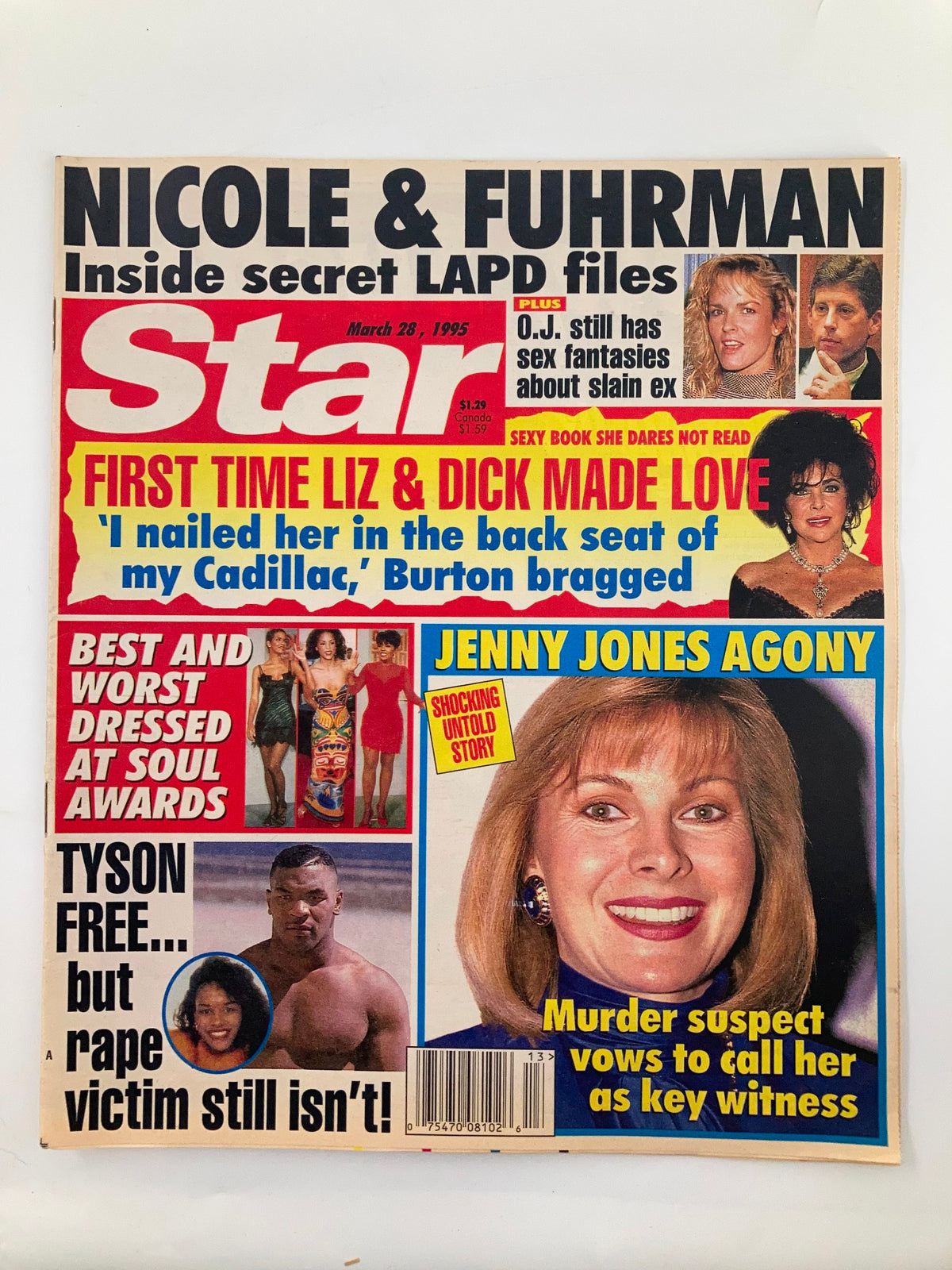 Star Tabloid Magazine cover from March 28, 1995 featuring headlines about Liz Taylor, Mike Tyson, and other celebrities. This vintage magazine highlights 90s pop culture and celebrity news.