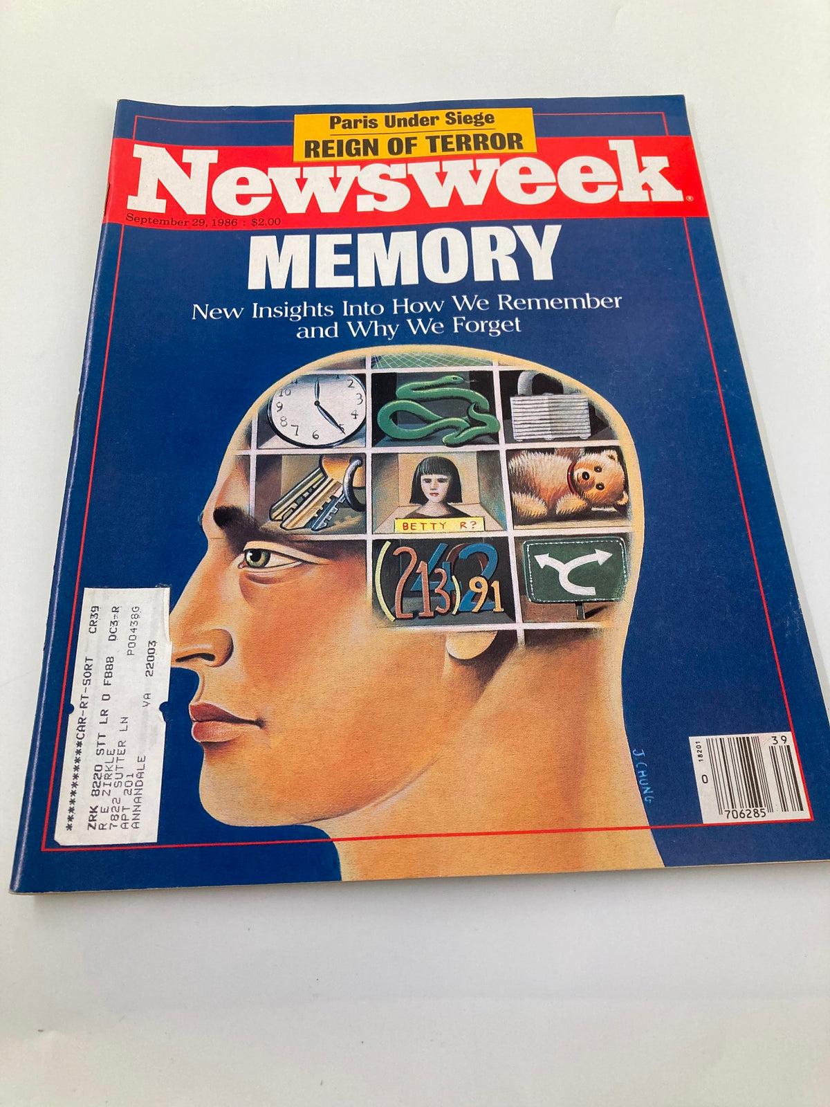 VTG Newsweek Magazine September 29 1986 showcasing Paris Under Siege: Reign of Terror with visual elements exploring the theme of memory.