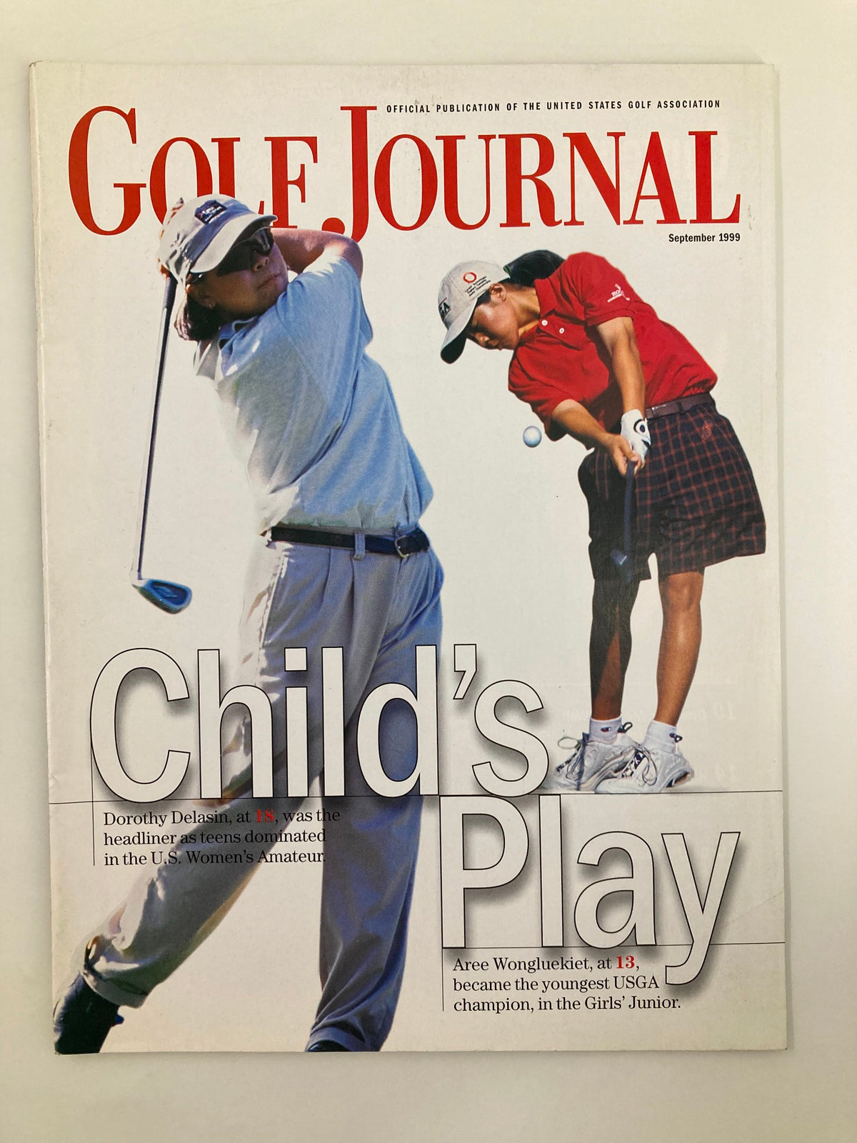 Cover of Golf Journal Magazine September 1999 featuring golfers Dorothy Delasin and Aree Wongluekiet, highlighting their achievements in the U.S. Women's Amateur.