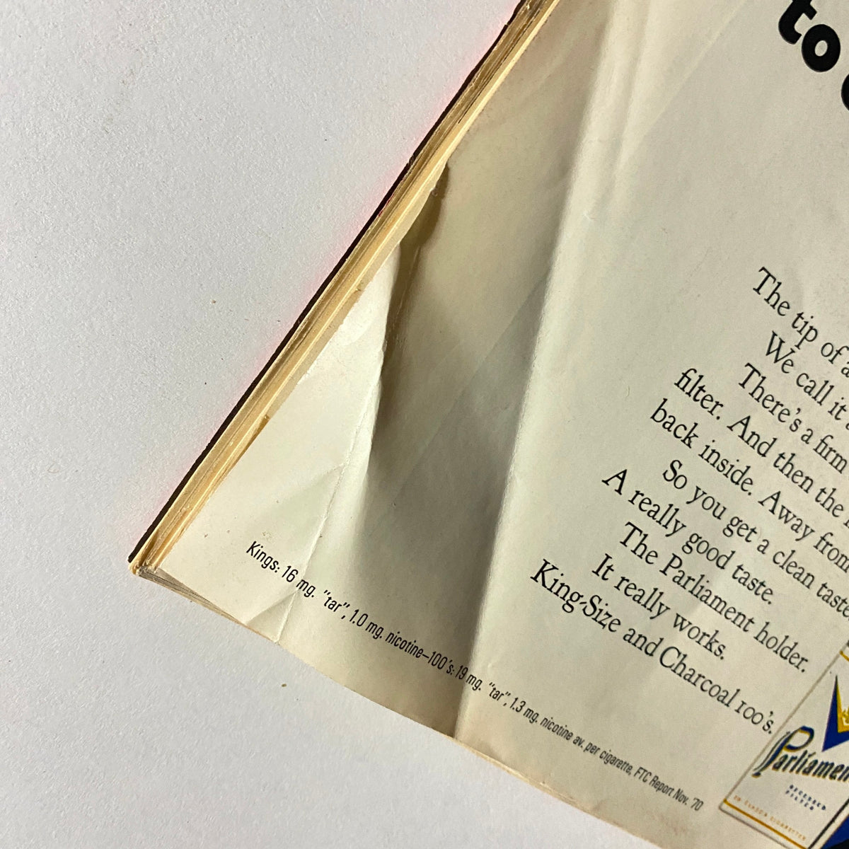 Close-up view of the folded corner of the back cover of the VTG Time Magazine June 7 1971, providing insights into the magazine's condition and vintage appeal.