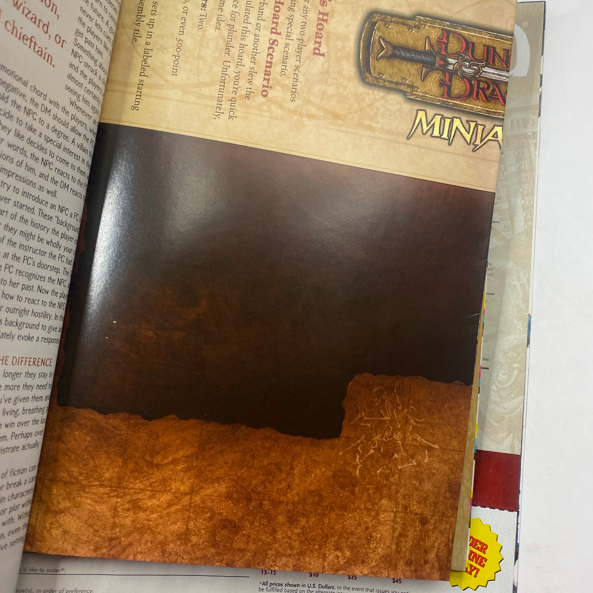 Blank back cover page of Dragon Magazine August 2004 #322, highlighting the vintage advertising style for Dungeons & Dragons Miniatures.