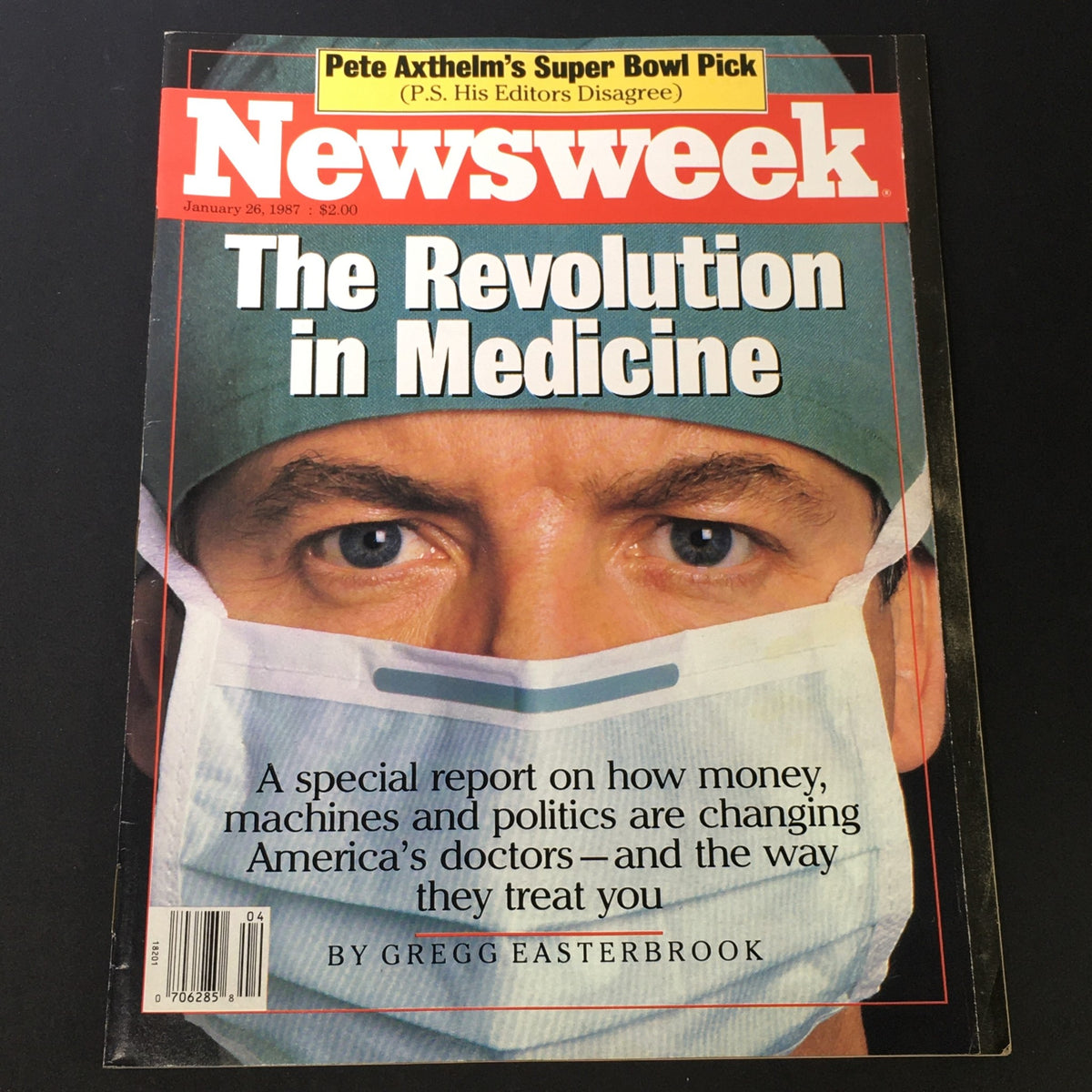 Cover of VTG Newsweek Magazine January 26, 1987 featuring an article titled 'The Revolution in Medicine' by Gregg Easterbrook, highlighting how politics and technology impact American doctors.