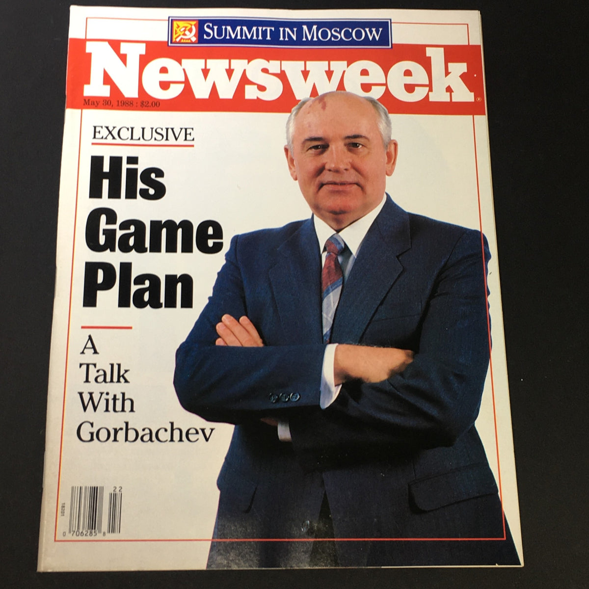 Cover of VTG Newsweek Magazine May 30 1988 featuring Mikhail Gorbachev with the title 'His Game Plan - A Talk with Gorbachev'. The magazine highlights key political discussions during the late 1980s.