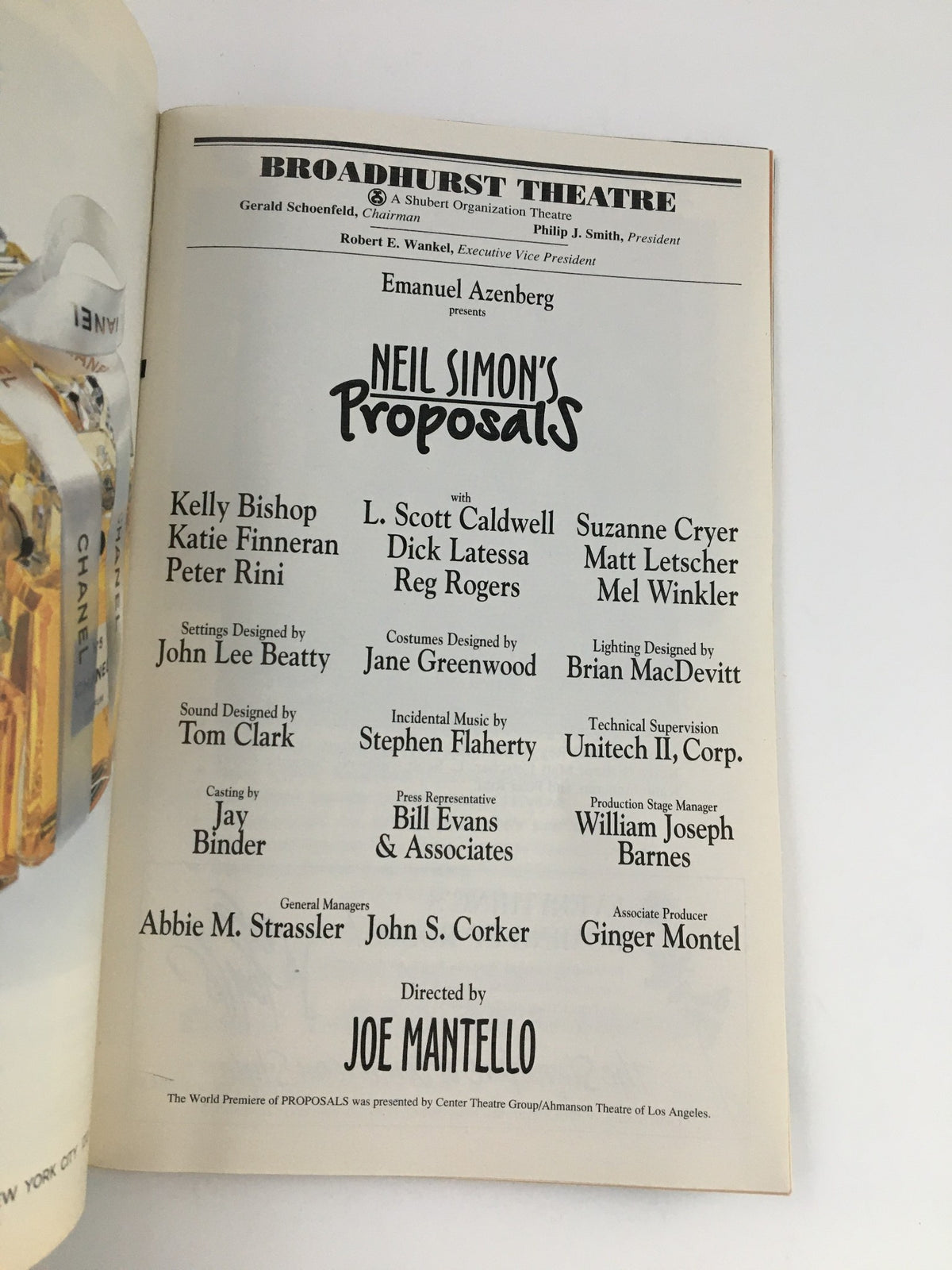 1997 Playbill Broadhurst Theatre Presents Neil Simmon Proposals by Joe Mantello