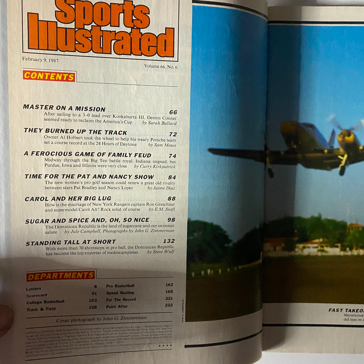 Contents page of Sports Illustrated magazine from February 9, 1987, displaying articles and features related to sports and culture.