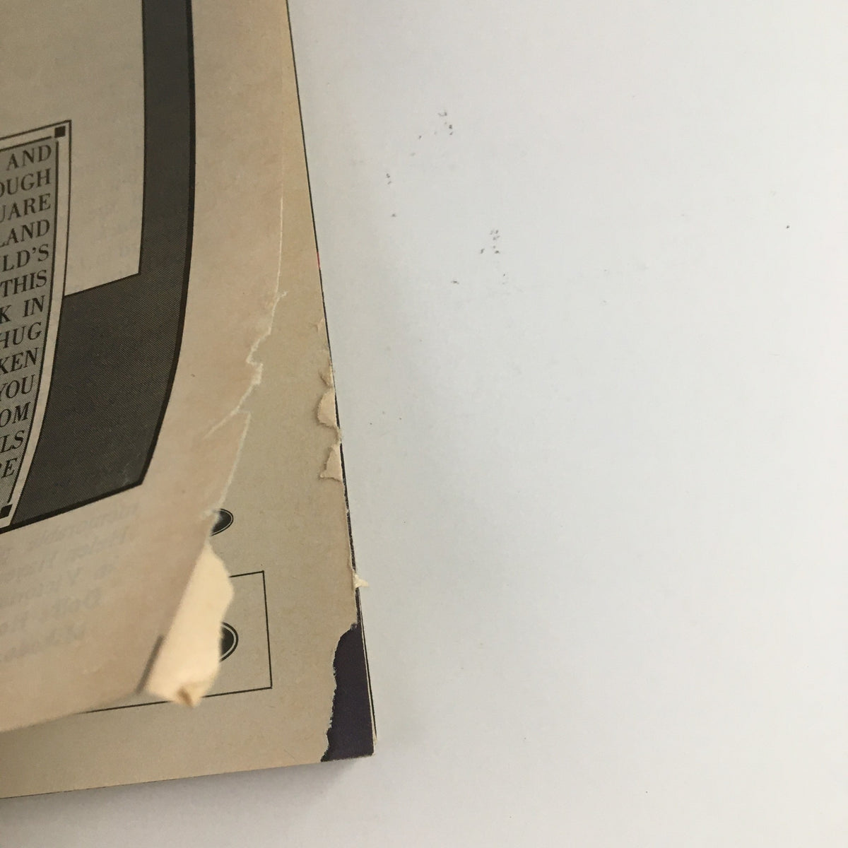 Close-up of the worn edge of the 1986 Playbill for Neil Simon's Broadway Bound.