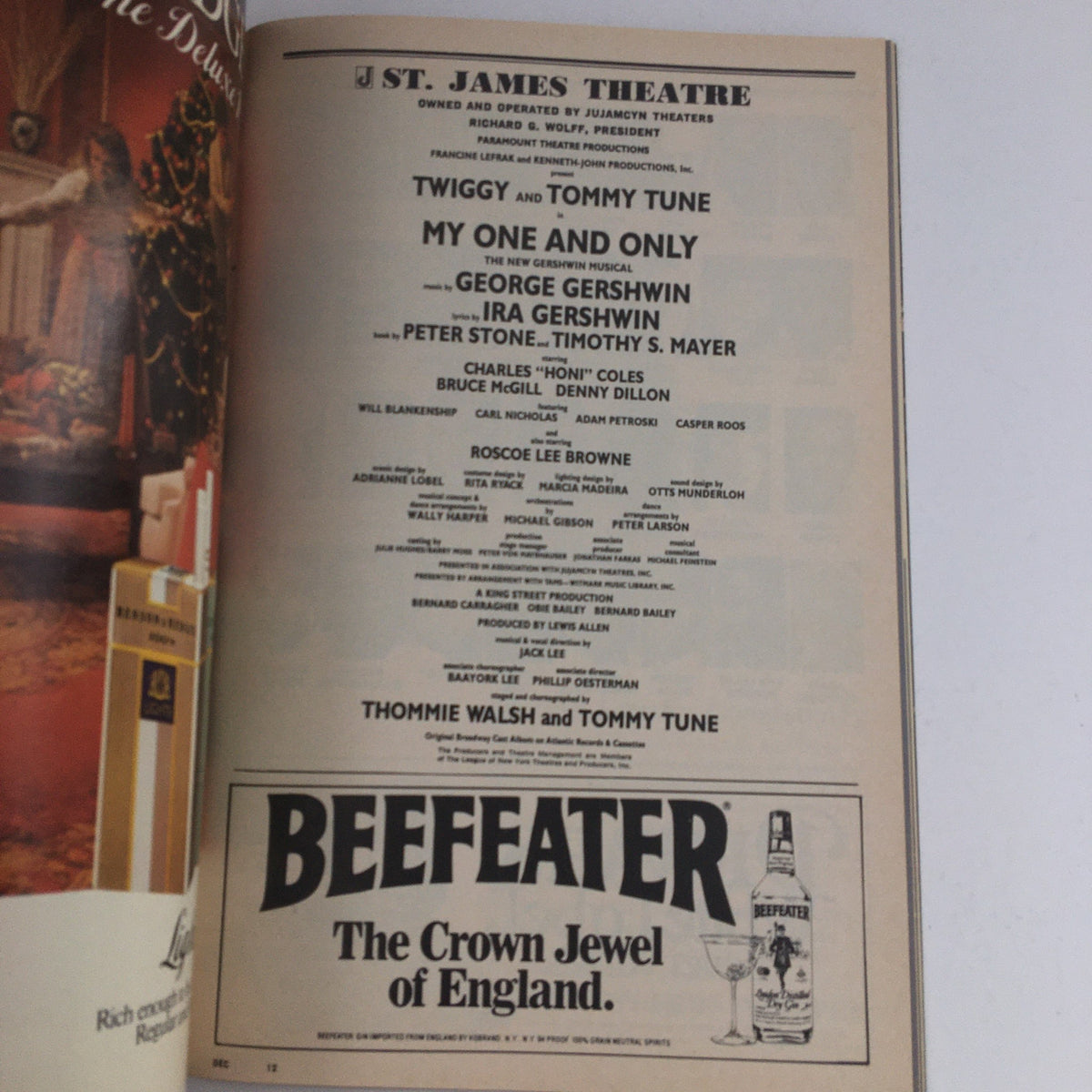 1983 Playbill for My One and Only at St. James Theatre featuring Twiggy and Tommy Tune. Includes details of the cast and creative team, showcasing a piece of Broadway history.