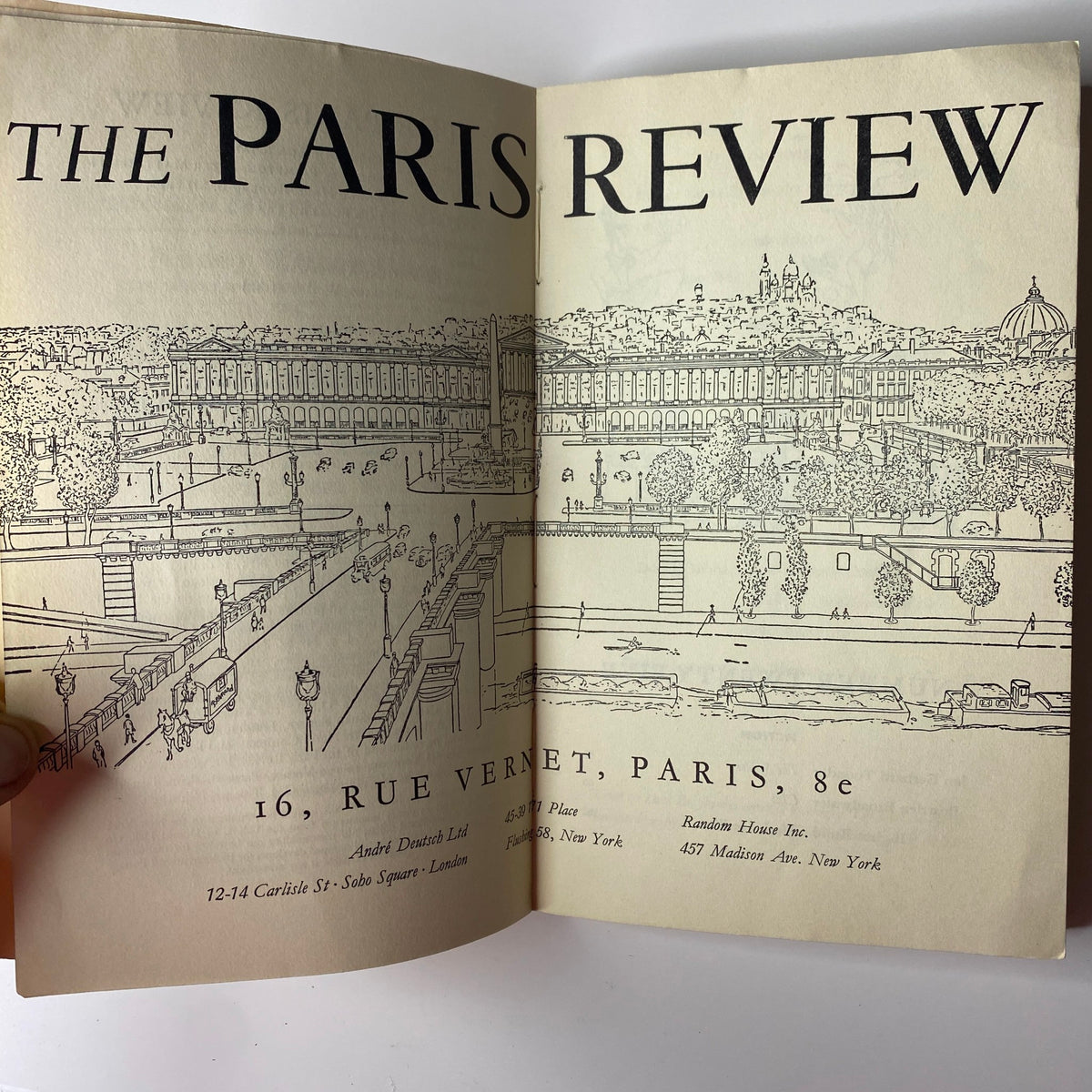 Opening page of The Paris Review Magazine Spring 1961 No. 25 featuring a drawing of Paris and publication details.