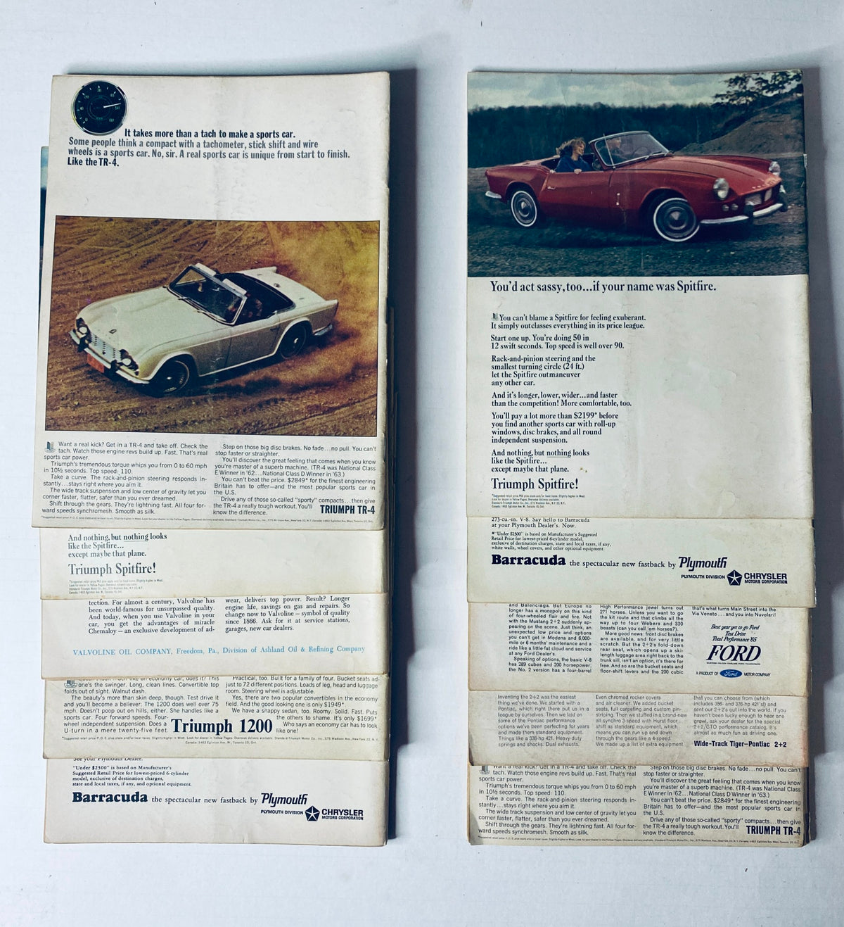 Back cover and advertisements from the 1964 Car and Driver magazines, highlighting automotive products and features.
