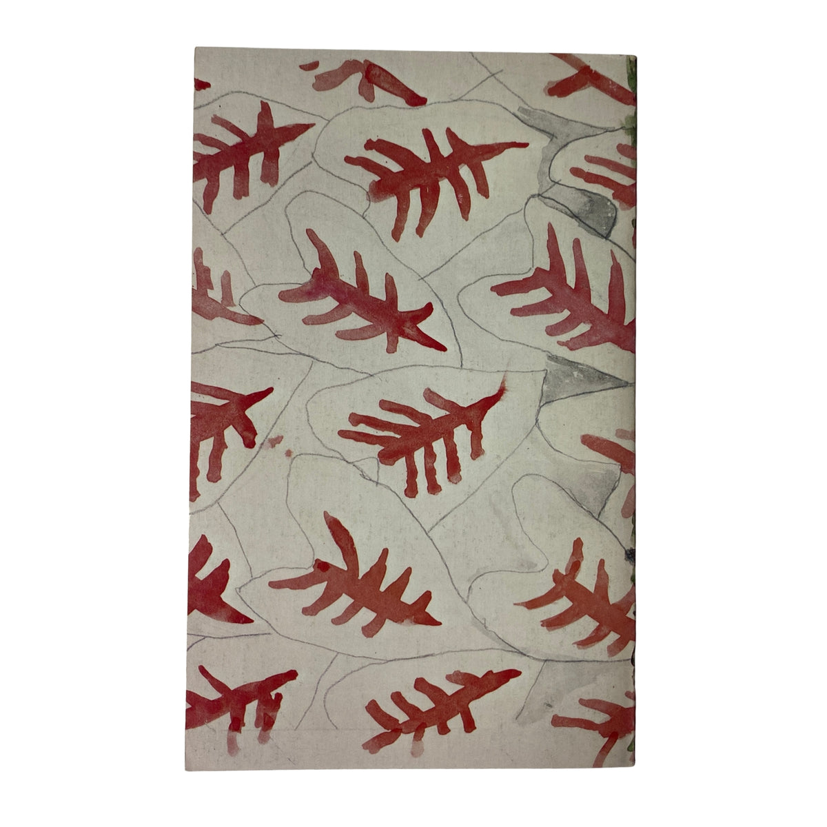 Cover art of The Paris Review Magazine Summer 1981, No. 80, featuring abstract watercolor leaves in red and grey with a decorative design, relevant to the Donald Barthelme issue.